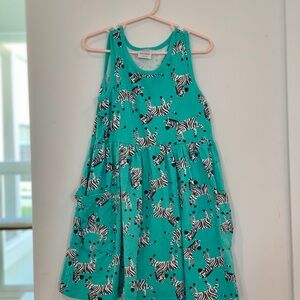 Hanna Andersson Teal Zebra Print Kids Dress